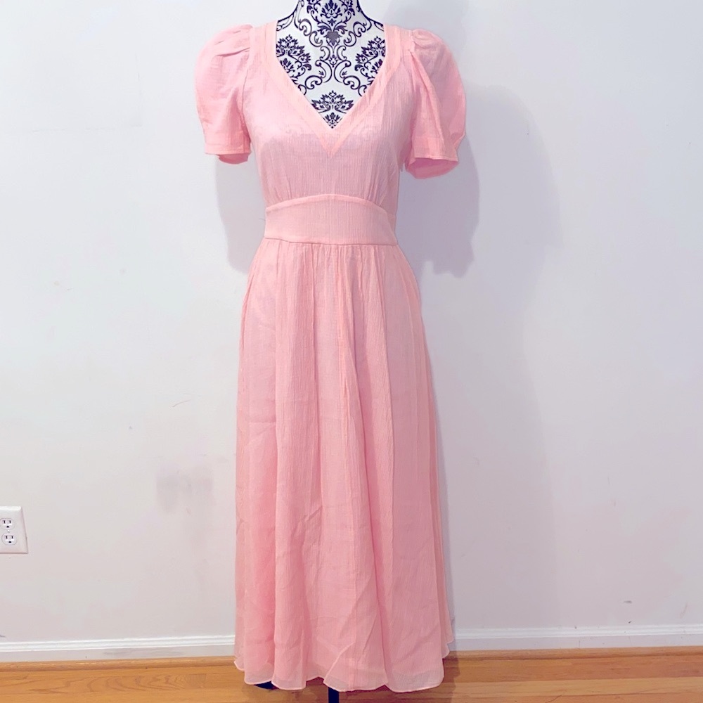 NWT!! LoveShackFancy Hutchinson Pink Maxi Silk Blend Dress Size 2 Retail $545